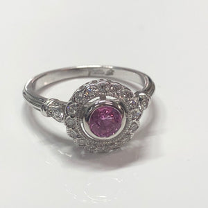 Pink Sapphire and Diamond Ring