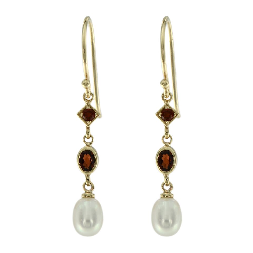 Garnet and Pearl Earrings