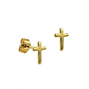 Yellow Gold Cross Earrings