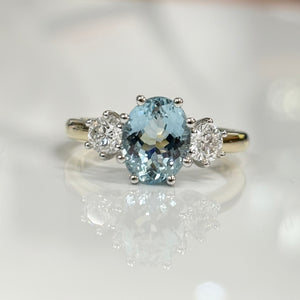 Aquamarine and Diamond Ring