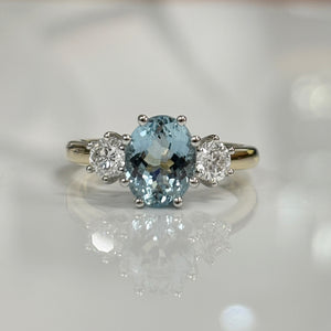 Aquamarine and Diamond Ring