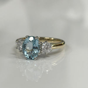 Aquamarine and Diamond Ring