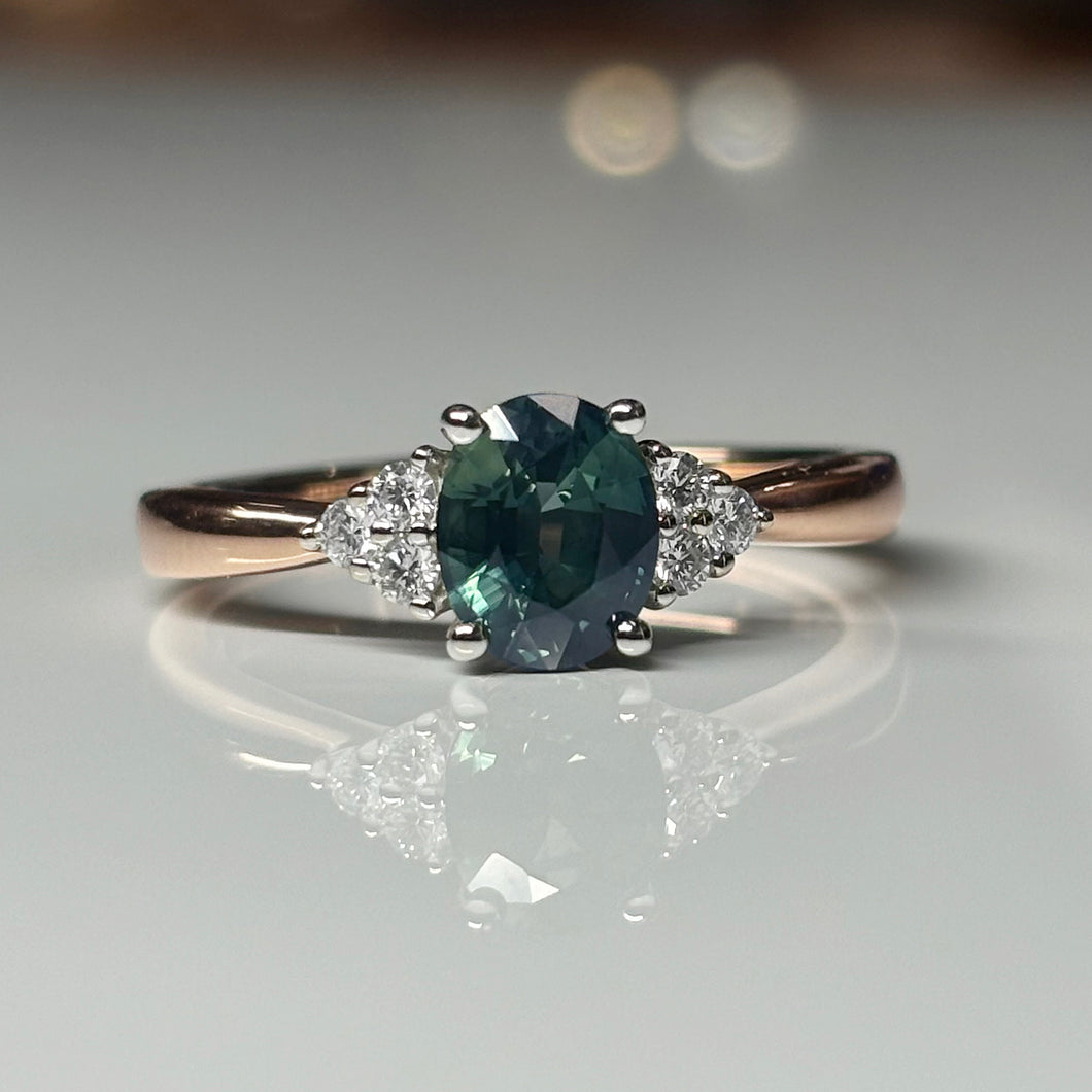 Australian Teal Sapphire Ring