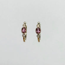 Load image into Gallery viewer, Pink Tourmaline and Diamond Huggies
