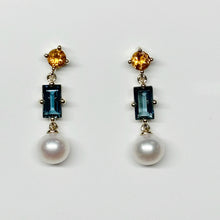 Load image into Gallery viewer, Pearl, Topaz &amp; Citrine Earrings
