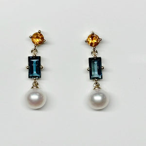 Pearl, Topaz & Citrine Earrings