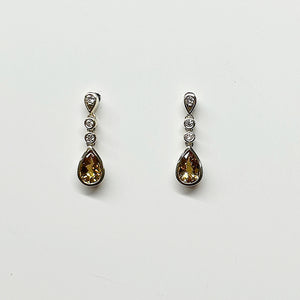 Citrine and Diamond Earrings