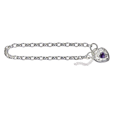 Padlock Style Bracelet with Amethyst