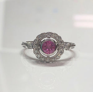 Pink Sapphire and Diamond Ring