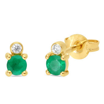 Petite Emerald and Diamond Earrings