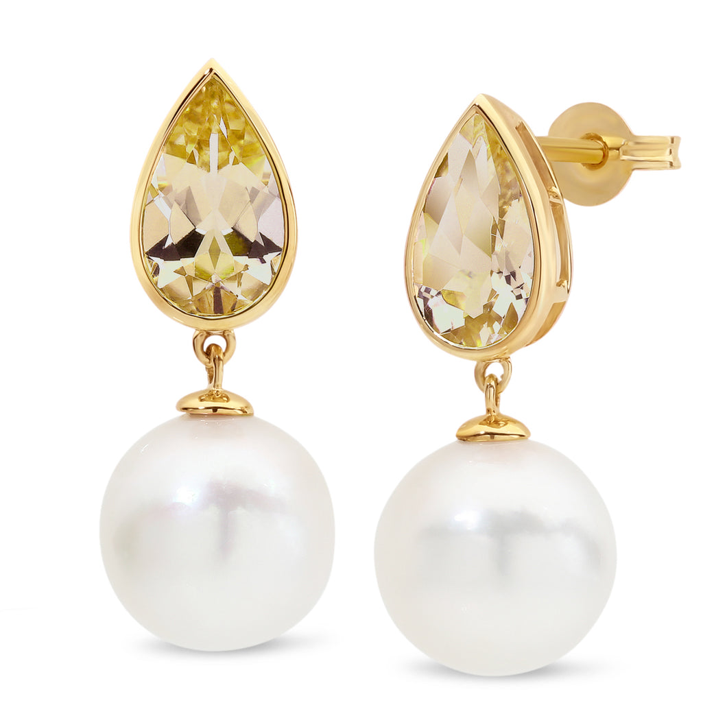 South Sea Pearl and Citrine Earrings