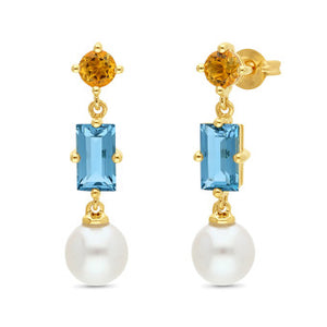 Pearl, Topaz & Citrine Earrings