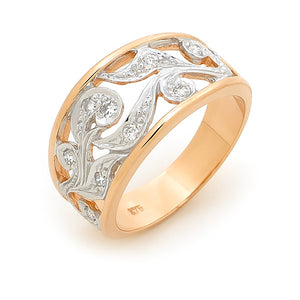 Wide Band Floral Ring