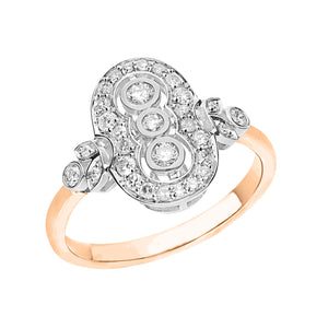 Art Deco Rose Gold and White Gold Diamond Ring