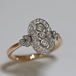 Art Deco Rose Gold and White Gold Diamond Ring