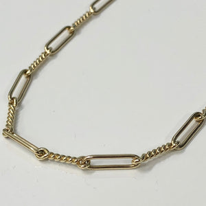 Yellow Gold Paperclip Link and Twist Link Chain