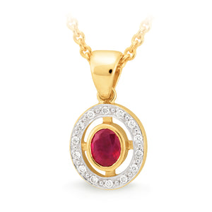 Yellow Gold, Ruby and Diamond Pendant